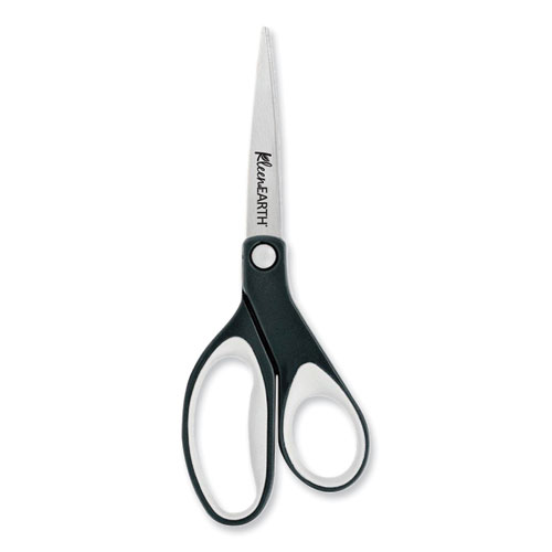 Picture of KleenEarth Soft Handle Scissors, 8" Long, 3.25" Cut Length, Straight Black/Gray Handle