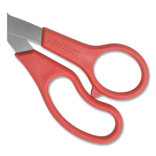 Picture of Value Line Stainless Steel Shears, 8" Long, 3.5" Cut Length, Crane-Style Red Handle