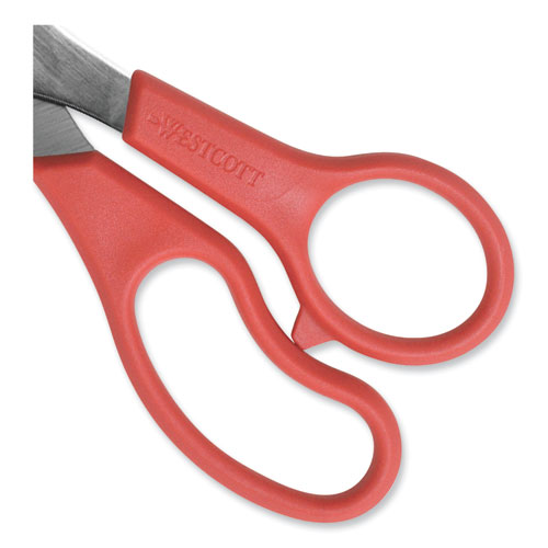 Picture of Value Line Stainless Steel Shears, 8" Long, 3.5" Cut Length, Offset Red Handle