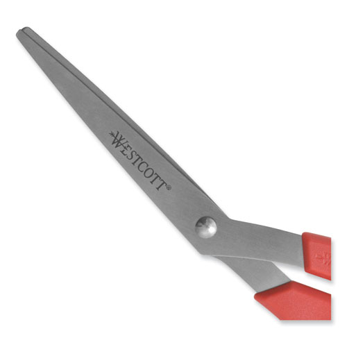 Picture of Value Line Stainless Steel Shears, 8" Long, 3.5" Cut Length, Crane-Style Red Handle