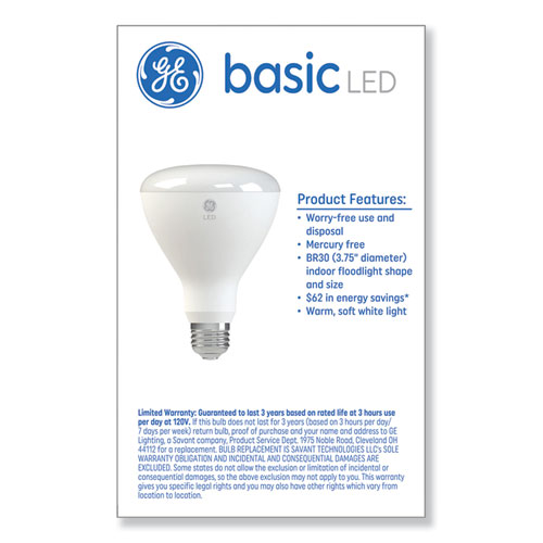 Picture of Basic LED Dimmable Indoor Flood Light Bulbs, BR30, 8 W, Soft White