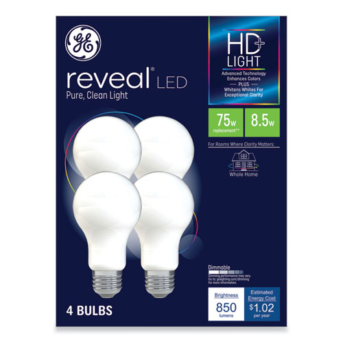 Picture of Reveal HD+ LED A19 Light Bulb, 8.5 W, 4/Pack