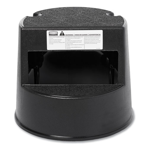 Picture of Rolling Step Stool, Curved Design, 2-Step, Retracting Casters, 350 lb Capacity, 16" Diameter x 13.5"h, Black