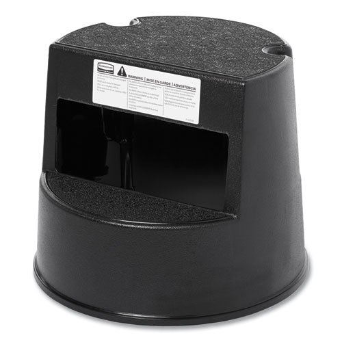 Picture of Rolling Step Stool, Curved Design, 2-Step, Retracting Casters, 350 lb Capacity, 16" Diameter x 13.5"h, Black