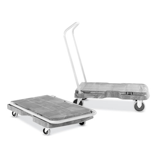 Picture of Triple Trolley Platform Truck with Angled-Loop Handle, 500 lb Capacity, 20.5 x 32.5 x 35, Black