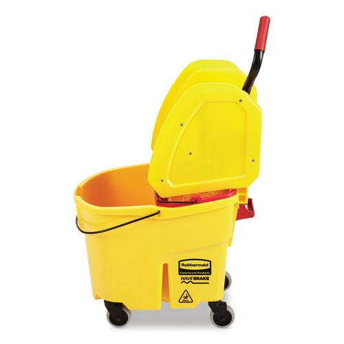 Picture of WaveBrake 2.0 Bucket/Wringer Combos, Down-Press, 35 qt, Plastic, Yellow