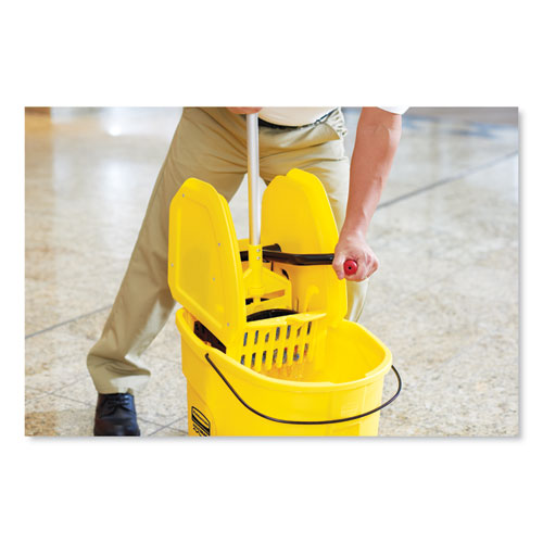 Picture of WaveBrake 2.0 Bucket/Wringer Combos, Down-Press, 35 qt, Plastic, Yellow