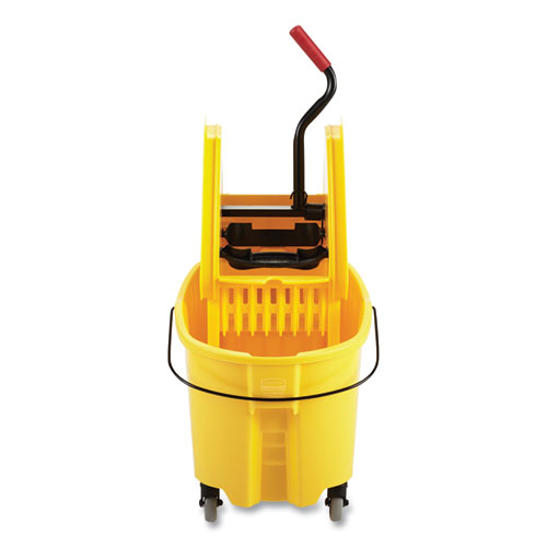 Picture of WaveBrake 2.0 Bucket/Wringer Combos, Down-Press, 35 qt, Plastic, Yellow