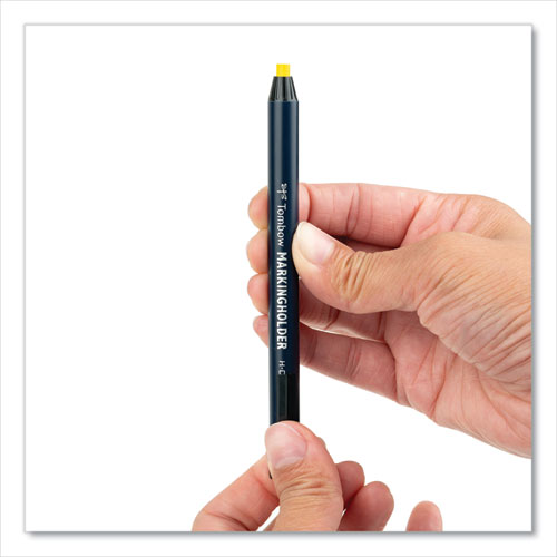 Picture of Wax-Based Marking Pencil, 4.4 mm, Yellow Wax, Navy Blue Barrel, 10/Box