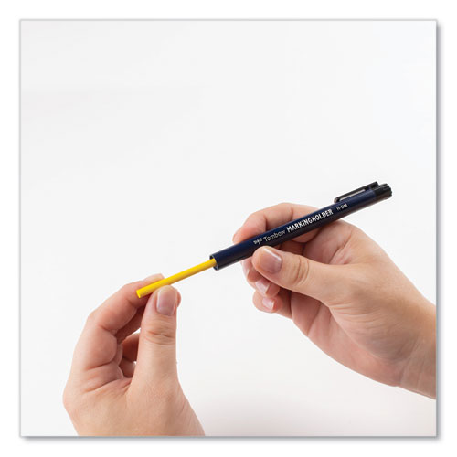 Picture of Wax-Based Marking Pencil, 4.4 mm, Yellow Wax, Navy Blue Barrel, 10/Box