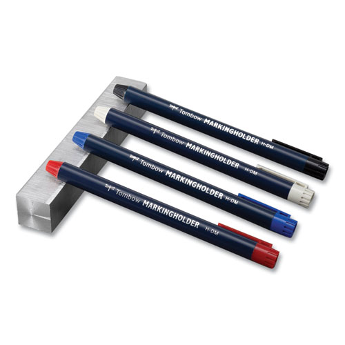 Picture of Wax-Based Marking Pencil, 4.4 mm, White Wax, Navy Blue Barrel, 10/Box