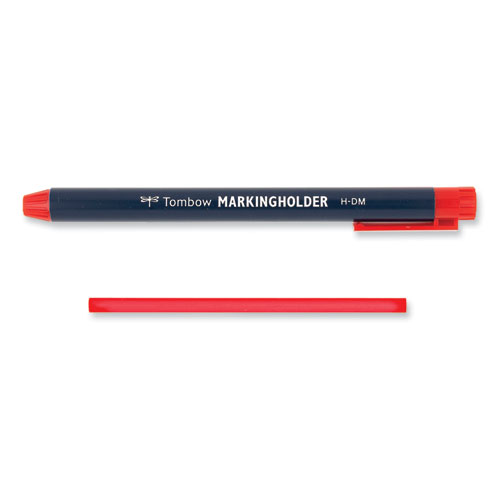 Picture of Wax-Based Marking Pencil, 4.4 mm, Red Wax, Navy Blue Barrel, 10/Box