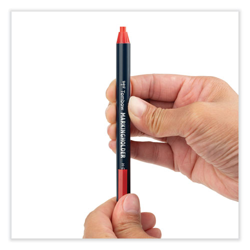 Picture of Wax-Based Marking Pencil, 4.4 mm, Red Wax, Navy Blue Barrel, 10/Box