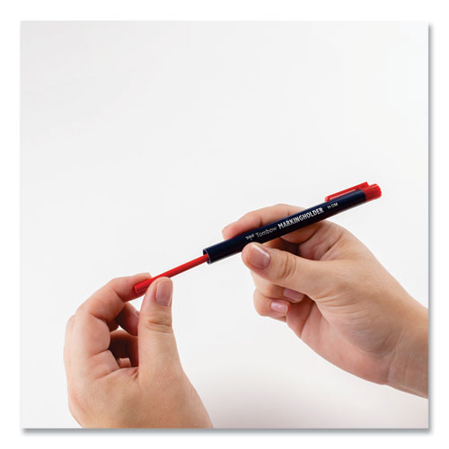 Picture of Wax-Based Marking Pencil, 4.4 mm, Red Wax, Navy Blue Barrel, 10/Box