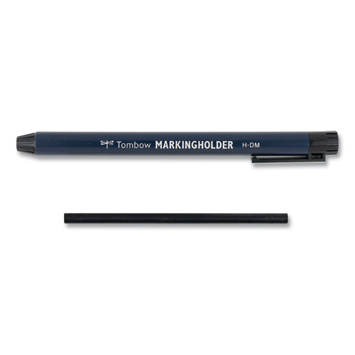 Picture of Wax-Based Marking Pencil, 4.4 mm, Black Wax, Navy Blue Barrel, 10/Box