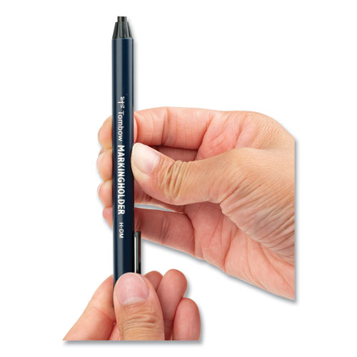 Picture of Wax-Based Marking Pencil, 4.4 mm, Black Wax, Navy Blue Barrel, 10/Box