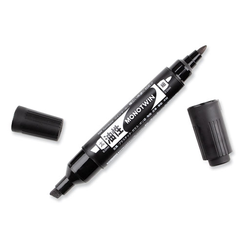 Picture of Mono Twin Bold Permanent Marker, Fine/Broad Tips, Black, 10/Box