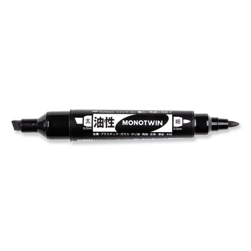 Picture of Mono Twin Bold Permanent Marker, Fine/Broad Tips, Black, 10/Box