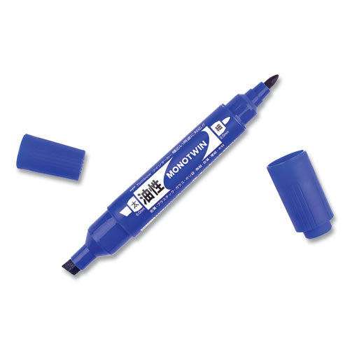 Picture of Mono Twin Bold Permanent Marker, Fine/Broad Tips, Blue, 10/Box