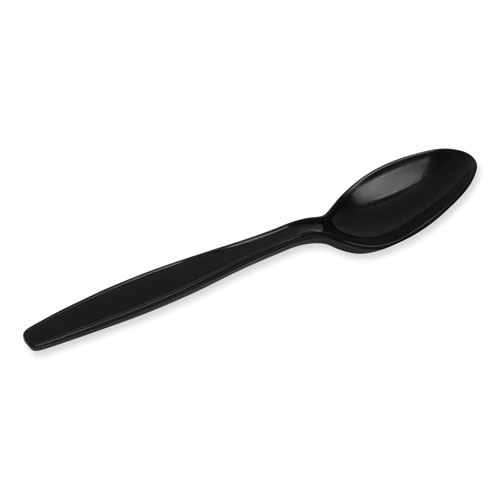 Picture of Individually Wrapped Heavyweight Teaspoons, Polypropylene, Black, 1,000/Carton