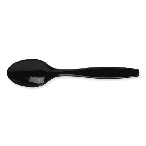 Picture of Individually Wrapped Heavyweight Teaspoons, Polypropylene, Black, 1,000/Carton