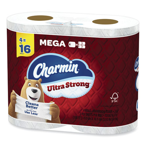 Picture of Ultra Strong Bathroom Tissue, Septic Safe, 2-Ply, White, 242 Sheet/Roll, 4/Pack, 8 Packs/Carton