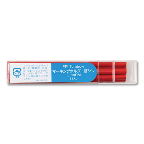 Picture of Mechanical Wax-Based Marking Pencil Refills, 4.4 mm, Red, 10/Box