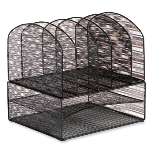 Picture of Onyx Mesh Desk Organizer, Two Horizontal and Six Upright Sections, Letter Size Files, 13.25 x 11.32 x 13.32, Black