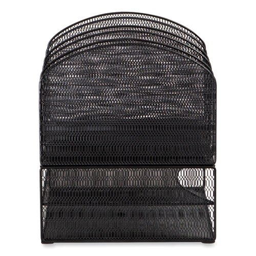 Picture of Onyx Mesh Desk Organizer with Three Horizontal and Upright Sections, Letter Size Files, 19.62 x 11.32 x 8.5, Black