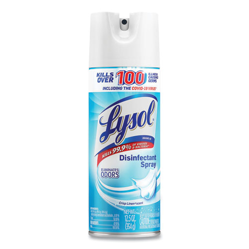 Picture of Disinfectant Spray, Crisp Linen Scent, 12.5 oz Aerosol Spray, 12/Carton