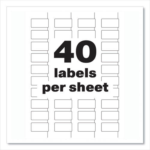 Picture of PermaTrack Tamper-Evident Asset Tag Labels, Laser Printers, 0.75 x 1.5, White, 40/Sheet, 8 Sheets/Pack