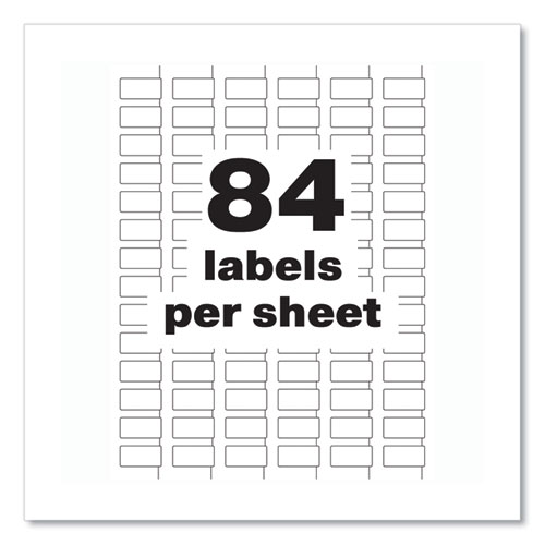 Picture of PermaTrack Destructible Asset Tag Labels, Laser Printers, 0.5 x 1, White, 84/Sheet, 8 Sheets/Pack