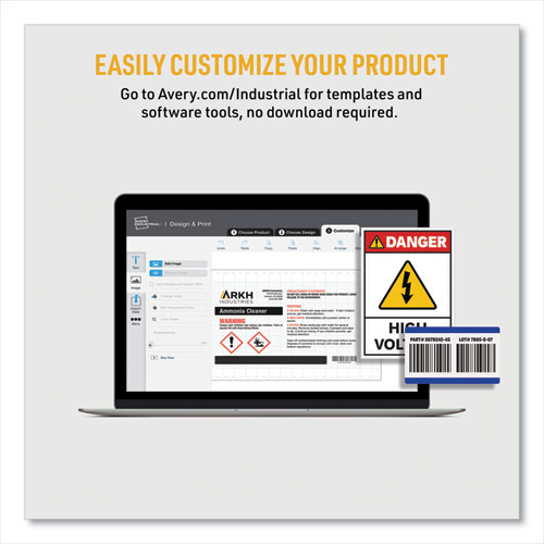 Picture of PermaTrack Tamper-Evident Asset Tag Labels, Laser Printers, 2 x 3.75, White, 8/Sheet, 8 Sheets/Pack