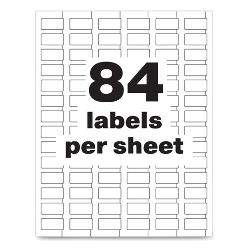 Picture of PermaTrack Durable White Asset Tag Labels, Laser Printers, 0.5 x 1, White, 84/Sheet, 8 Sheets/Pack