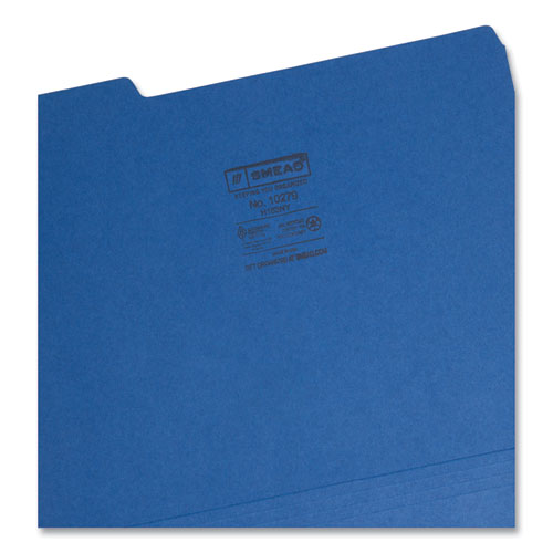 Picture of Interior File Folders, 1/3-Cut Tabs: Assorted, Letter Size, 0.75" Expansion, Navy Blue, 100/Box