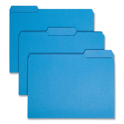 Picture of Interior File Folders, 1/3-Cut Tabs: Assorted, Letter Size, 0.75" Expansion, Sky Blue, 100/Box