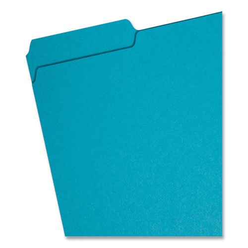 Picture of Interior File Folders, 1/3-Cut Tabs: Assorted, Letter Size, 0.75" Expansion, Teal, 100/Box