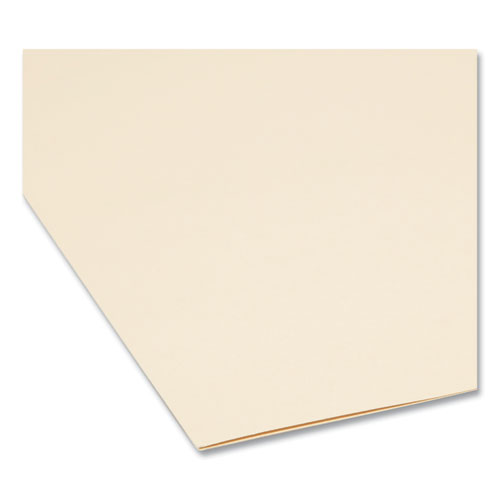 Picture of 100% Recycled Reinforced Top Tab File Folders, 1/3-Cut Tabs: Assorted, Letter Size, 0.75" Expansion, Manila, 100/Box