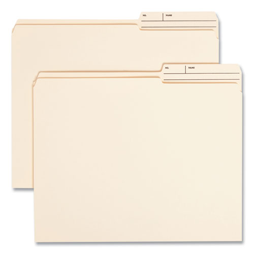 Picture of Reinforced Guide Height File Folders, 2/5-Cut Printed Tabs: Right Position, Letter Size, 0.75" Expansion, Manila, 100/Box