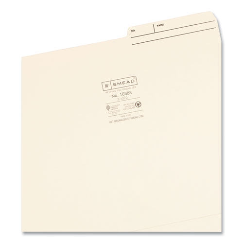 Picture of Reinforced Guide Height File Folders, 2/5-Cut Printed Tabs: Right Position, Letter Size, 0.75" Expansion, Manila, 100/Box