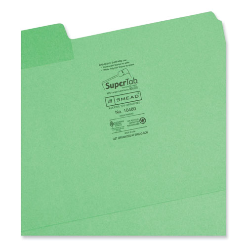 Picture of Erasable SuperTab File Folders, 1/3-Cut Tabs: Assorted, Letter Size, 0.75" Expansion, Assorted Colors, 24/Pack