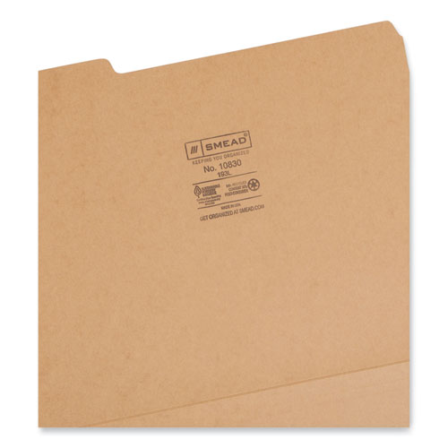 Picture of Heavyweight Kraft File Folder, 1/3-Cut Tabs: Assorted, Letter Size, 0.75" Expansion, 17-pt Kraft, Brown, 50/Box