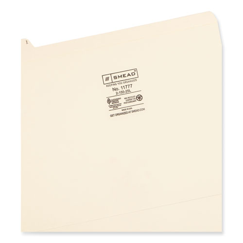 Picture of Indexed File Folder Sets, 1/5-Cut Prelabeled Tabs: A to Z, Letter Size, 0.75" Expansion, Manila, 25/Set