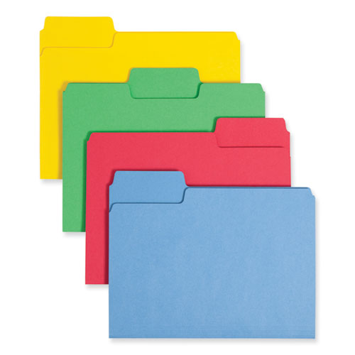 Picture of SuperTab Colored File Folders, 1/3-Cut Tabs: Assorted, Letter Size, 0.75" Expansion, 11-pt Stock, Color Assortment 1, 24/Pack