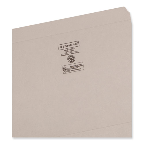 Picture of Reinforced Top Tab Colored File Folders, Straight Tabs, Letter Size, 0.75" Expansion, Gray, 100/Box