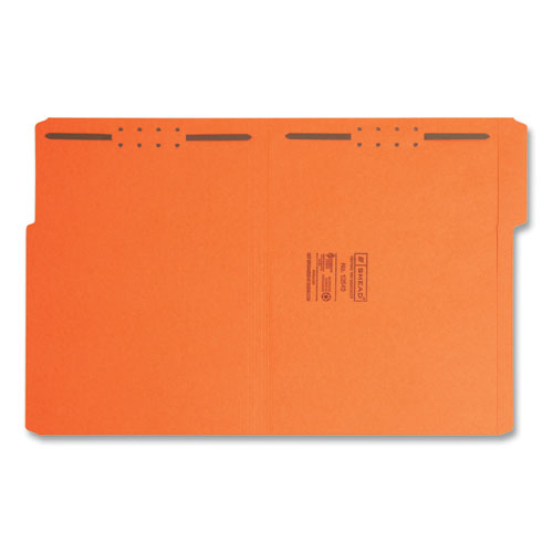 Picture of Top Tab Colored Fastener Folders, 0.75" Expansion, 2 Fasteners, Letter Size, Orange Exterior, 50/Box