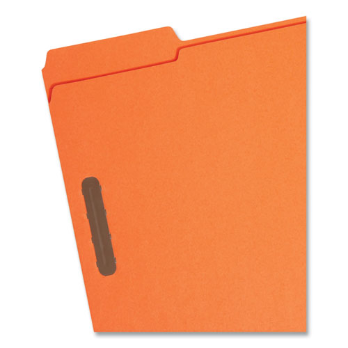 Picture of Top Tab Colored Fastener Folders, 0.75" Expansion, 2 Fasteners, Letter Size, Orange Exterior, 50/Box