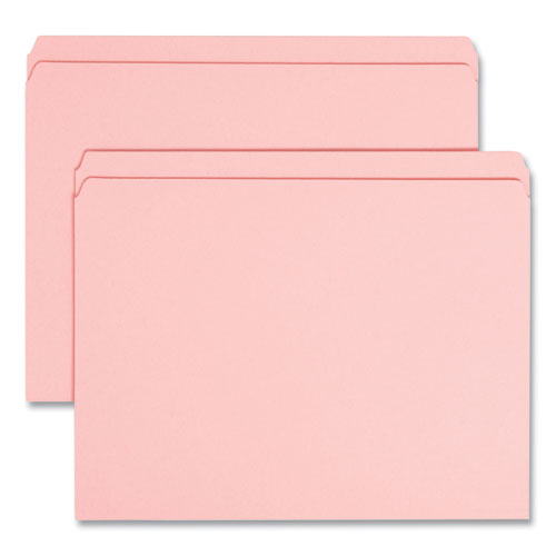 Picture of Reinforced Top Tab Colored File Folders, Straight Tabs, Letter Size, 0.75" Expansion, Pink, 100/Box