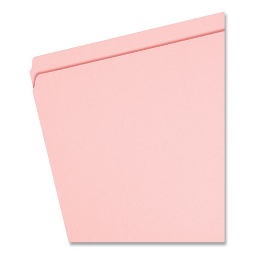 Picture of Reinforced Top Tab Colored File Folders, Straight Tabs, Letter Size, 0.75" Expansion, Pink, 100/Box