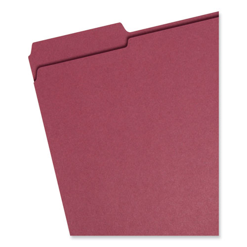 Picture of Reinforced Top Tab Colored File Folders, 1/3-Cut Tabs: Assorted, Letter Size, 0.75" Expansion, Maroon, 100/Box